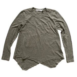 WILT Long Sleeve Asymmetric Hem Top T Shirt Womens XS Gray Crew Neck Long Sleeve
